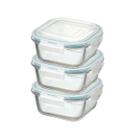 Kit Potes De Vidro Herméticos 3 Peças Quadrado 320ml