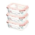 Kit Potes De Vidro Herméticos 3 Peças Retangular 1050ml