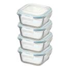 Kit Potes De Vidro Herméticos 4 Peças Quadrado 320ml