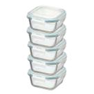 Kit Potes De Vidro Herméticos 5 Peças Quadrado 320ml