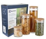 Kit Potes De Vidro Herméticos Tampa Em Bambu 4uni Electrolux