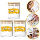 Kit Potes De Vidro Liso Premium Porta Condimentos Redondo Tampa Bambu Empilhável Alimentos Temperos