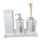 Kit Potes Em Acrílico Para Banheiro 4 Pçs Luxo K15br2 Branco