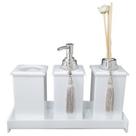 Kit Potes Em Acrílico Para Banheiro 4 Pçs Luxo K15br4 Branco