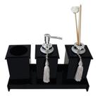 Kit Potes Em Acrílico Para Banheiro 4 Pçs Luxo K15pt4 Preto Kit Potes Em Acrílico Para Banheiro 4 Pçs Luxo K15pt4 Preto