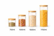 Kit Potes hermético 750ml 1000ml 1500ml 1750ml Vidro Borossilicato com tampa de Bambu