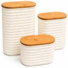 Kit Potes Herméticos Porta Mantimentos Café Açúcar Grãos Cereais Tampa Bambu Silicone