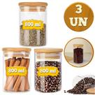 Kit Potes Herméticos Premium com Tampa de Bambu para Temperos e Condimentos Kit Potes Herméticos Premium com Tampa de Bambu para Temperos e Condimentos