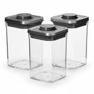 Kit Potes Herméticos Quadrado OXO Steel Pop 1L Tampa de Aço Inox 3pçs
