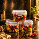 Kit Potes Herméticos Quadrados 830ml com Travas Laterais Pote para Alimentos Organizador de Geladeira Kit Potes Herméticos Quadrados 830ml com Travas Laterais Pote para Alimentos Organizador de Geladeira