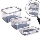 Kit potes herméticos Trava Mais com escorredor 1,1 litros, 2,6 litros e 4 litros preto Plasutil