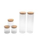 Kit potes hermeticos vidro circular bambu 2000/500 - 5pçs