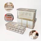 Kit Potes Organizadores Geladeira Tampa Drenagem Porta ovos Transparente E Branco Kit Potes Organizadores Geladeira Tampa Drenagem Porta ovos Transparente E Branco