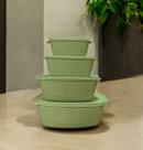 Kit Potes para Alimentos 4 Peças 400ml 800ml 1600ml 3000ml Cor:Verde