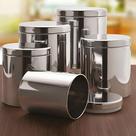 Kit Potes para Mantimentos Brinox Suprema 5 Peças Inox com Tampas Ergométricas Vedação Eficiente