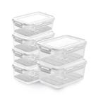 Kit Potes Para Organizar Geladeira Com Escorredor Empilhável Conjunto 6 Un. Marmita Fitness C/ Trava