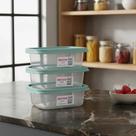 Kit Potes Plástico Quadrado Sanremo de 500 mL com Tampa 3 Unidades