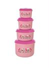 Kit Potes Redondos Rosa Floral Primavera 4 Peças Kit Potes Redondos Rosa Floral Primavera 4 Peças