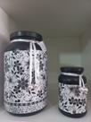Kit potes utilitário para cozinha preto e branco