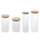 Kit Potes Wolff 4 Peças Vidro Tampa de Bambu
