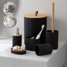 Kit pra Banheiro Bambu Conjunto Lavabo Saboneteira Lixo de Banheiro Acessorios 6 Peças Elegância