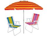 Kit Praia 2 Cadeira Alta Alumínio + Guarda Sol 2 Metros Sombreiro Alumínio - Mor Kit Praia 2 Cadeira Alta Alumínio + Guarda Sol 2 Metros Sombreiro Alumínio - Mor