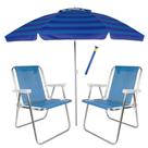 Kit Praia 2 Cadeira Alta Sannet Alumínio + Guarda Sol 2,4m Alum + Saca Areia Pressão - Mor Kit Praia 2 Cadeira Alta Sannet Alumínio + Guarda Sol 2,4m Alum + Saca Areia Pressão - Mor