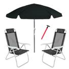 Kit Praia 2 Cadeira Prosa Preta Guarda Sol 2m Bagum Preto Saca Areia Pressão - Belfix Kit Praia 2 Cadeira Prosa Preta Guarda Sol 2m Bagum Preto Saca Areia Pressão - Belfix