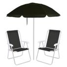 Kit Praia 2 Cadeiras Alta + Guarda Sol Premium 2m Bagum Alumínio Preto - Mor