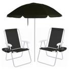 Kit Praia 2 Cadeiras Alta Mesa Portatil + Guarda Sol Premium 2m Bagum Alumínio Preto - Mor Kit Praia 2 Cadeiras Alta Mesa Portatil + Guarda Sol Premium 2m Bagum Alumínio Preto - Mor