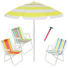 Kit Praia 3 Cadeira Alta Guarda Sol 2,4m Bagum Sortido Saca Areia Pressão - Belfix Kit Praia 3 Cadeira Alta Guarda Sol 2,4m Bagum Sortido Saca Areia Pressão - Belfix