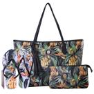 Kit Praia Bolsa Chinelo Necessaire com Estampa Tropical Qualidade e Versatilidade em um Só Produto