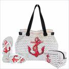 Kit Praia Feminino Âncora Vermelha com Bolsa, Necessaire e Chinelo, Magicc Kit Praia Feminino Âncora Vermelha com Bolsa, Necessaire e Chinelo, Magicc