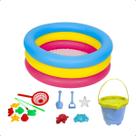 Kit Praia Piscina Inflável 88 L Bebe Pescaria Infantil Balde
