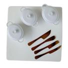 Kit Prancha de Porcelana 8 Peças Para Frios Queijos e Patês