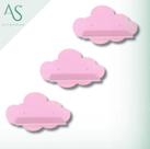 Kit prateleira Rosa 3 unidades nuvens