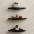 Kit Prateleiras Triangulares MDF Decorativas de Parede Organizador e Nicho Moderno 2, 3 ou 4 Unidades Preto e Branco Kit Prateleiras Triangulares MDF Decorativas de Parede Organizador e Nicho Moderno 2, 3 ou 4 Unidades Preto e Branco