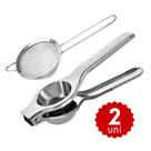 Kit Prático com Espremedor de Limão Peneira 12cm Amassador de Alho