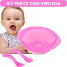 Kit Prato Bowl C/ Ventosa e Talheres garfo e Colher