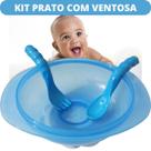 Kit Prato Bowl C/ Ventosa e Talheres garfo e Colher