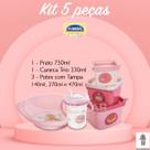 Kit Prato Caneca Copo com Alça Trio 3 Potes Conect com Tampa