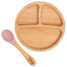 Kit Prato de Bambu com Ventosa e Divisórias + Colher Rosa Kit Prato de Bambu com Ventosa e Divisórias + Colher Rosa