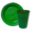 Kit Prato Descartável Verde Escuro 15 cm Com 10 Unidades e 1 Pacote Copo Descartável 200 ml Com 50 Unidades