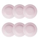 Kit Prato Fundo 6 Pçs Cottage Rosa Fractal Germer Porcelanas Kit Prato Fundo 6 Pçs Cottage Rosa Fractal Germer Porcelanas
