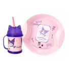 Kit Prato Infantil E Caneca Copo Trio Tampa Alça Hello Kitty - Kuromi Kit Prato Infantil E Caneca Copo Trio Tampa Alça Hello Kitty - Kuromi