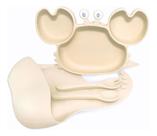 Kit Prato Infantil Silicone Para bebê com Divisórias Pratinho Infantil com ventosa e divisórias e babador
