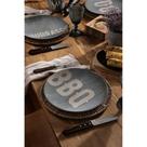 Kit Prato Raso Tramontina Churrasco Stone Em Porcelana 28 Cm 06 Peças