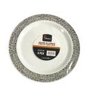 Kit Prato Refeição Luxo Acrílico borda vazada Prata 22cm-6un