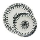 Kit Pratos Rasos e Fundos Donna Folk Oxford Cerâmica 4 Peças