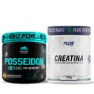 Kit Pré Treino Posseidon Laranja C/Morango + Creatina Pura 300g Pure Athletic